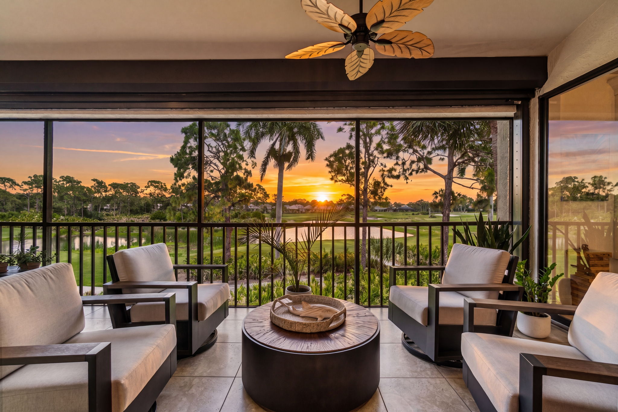 Sunset view from second story condominium in Bonita Springs, Florida